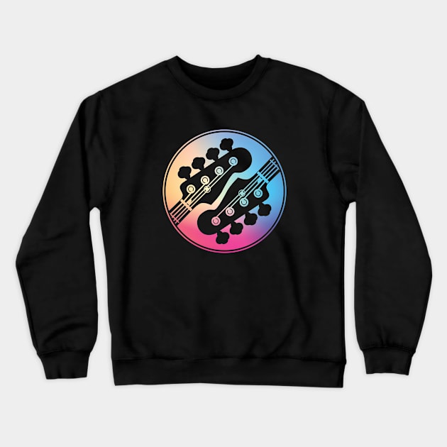 Bass Guitar Headstock Circle Gradient Theme Crewneck Sweatshirt by nightsworthy